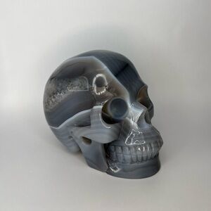 Blue-Grey Banded Agate Crystal Skull - over 1.5 pounds!